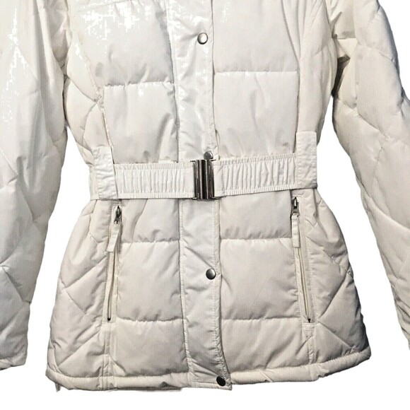 NY Jets Official Logo Quilted Womens S Puffer Jacket Faux Fur Lining Hood Zip - Picture 4 of 11